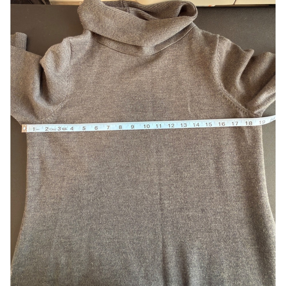 Talbots Pure Italian Merino Wool Blend Sweater Dress Gray Turtleneck Midi Medium - Picture 11 of 12